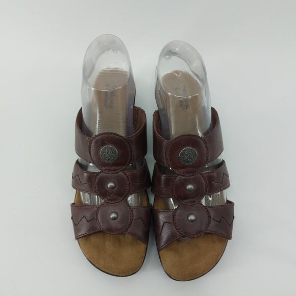 Walking Cradles Brown Leather Sandals Slides 9.5 - Picture 8 of 11